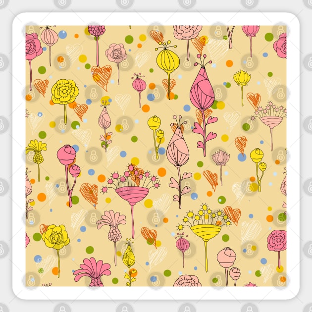 Floral pattern with hearts Sticker by lisenok